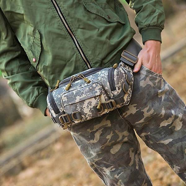 Fanny Pack Militär Midjeväsk Ryggsäck Utility Hip Pack Väska med Justerbar Rem khaki