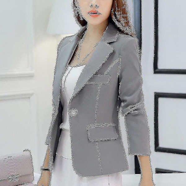 Svart Blazer for kvinner, formell, slim, kontorblaser, dame, jobbdrakt, lommer, jakker, frakk, kvinne, Korea, casual, kort blazerneu Fr 2024 Xgn -GSL s