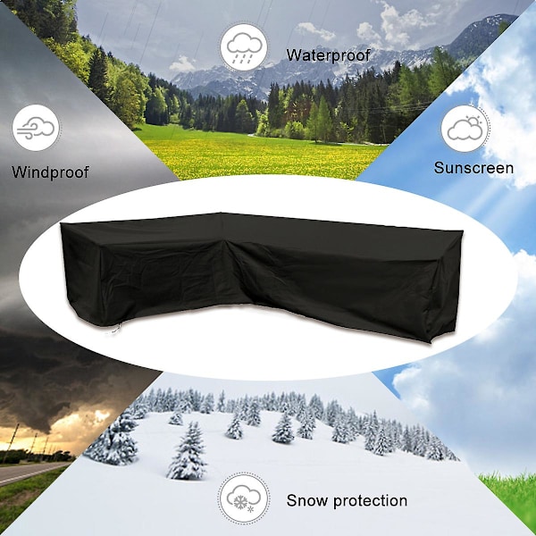 Hörnsoffa Överdrag Vattentät Utomhus Trädgård Möbel Överdrag Dammskydd Bordsöverdrag, 210D Oxfordtyg ZD HU 155x95x68cm