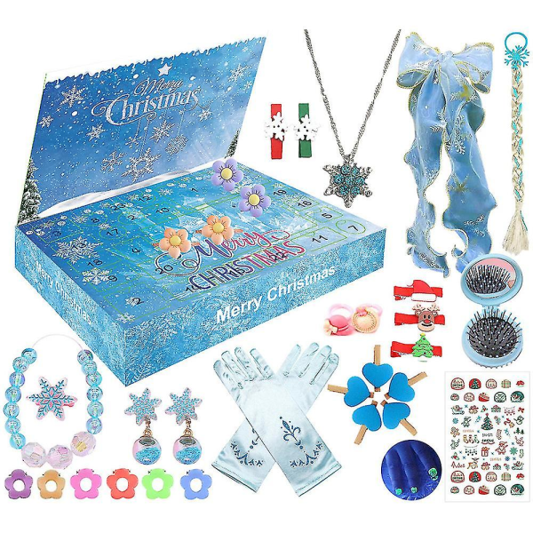 2023 Christmas Advent Calendar Frozen Theme Girls Accessories Toys 24 Days Xmas Countdown Calendar Blind Box Kids Girls Gift