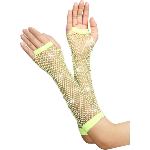 Rhinestone Fishnet fingerless handskar: Sparkle för 80-tals finklänning