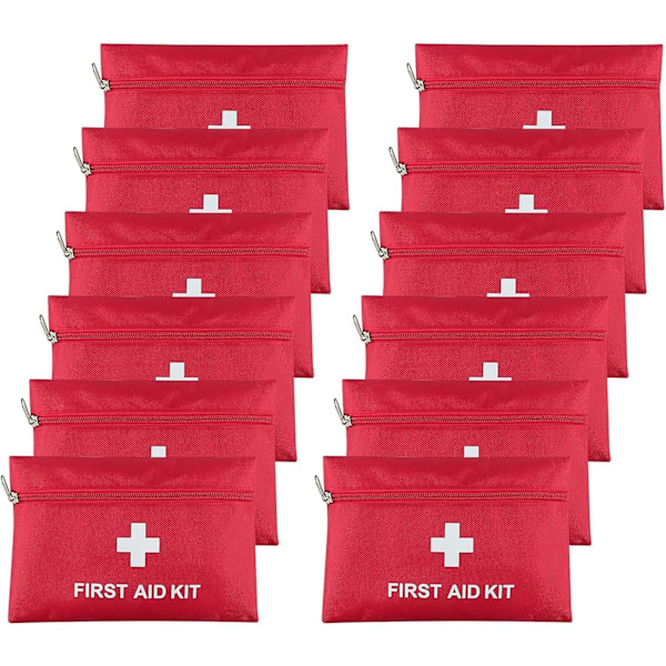 AOUTACC Mini Första Hjälpen Kit Tom, Resa Tom Första Hjälpen Kit Väska Påse för Nödläge Hemma, Kontor, Bil, Utomhus, Båt, Camping, Vandring (Endast Väska) 12 pack 7.9-5.5