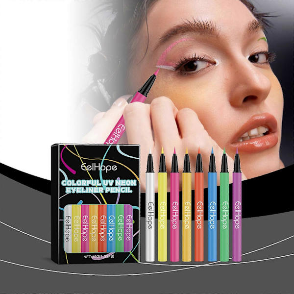 Flytande matt eyeliner-set med 8 färger, vattentät, långvarig, snabbtorkande, slät utan fläckar, färgad flytande eyeliner-penna, pigmenterad eyeliner 1pc