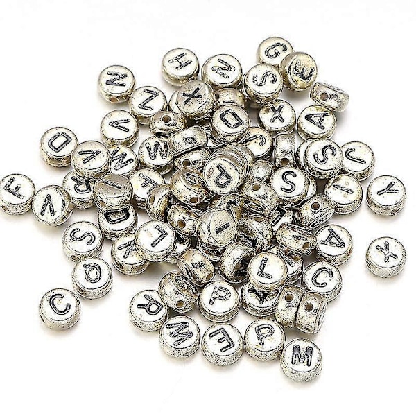 200 kpl Kirjainhelmiä, 7mm Kirjainhelmiä Bet Bead Bead Kirjaimilla Crday