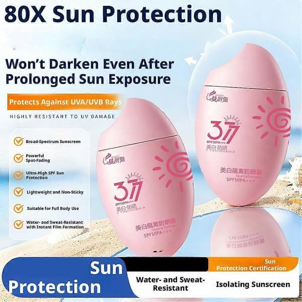 377 Isolerende Solkrem SPF50+ - Lysnende, Vanntett, 50g
