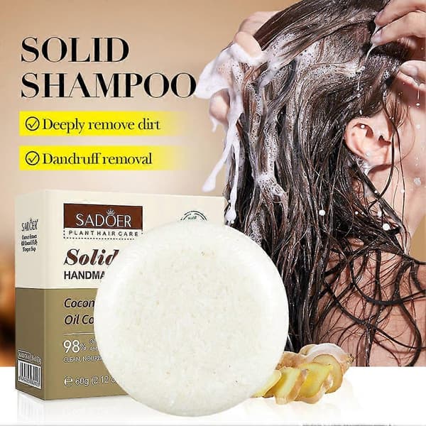 SADOER Kokosnøtt Fast Sjampobar - Oljekontroll, 60g, Dyprensende