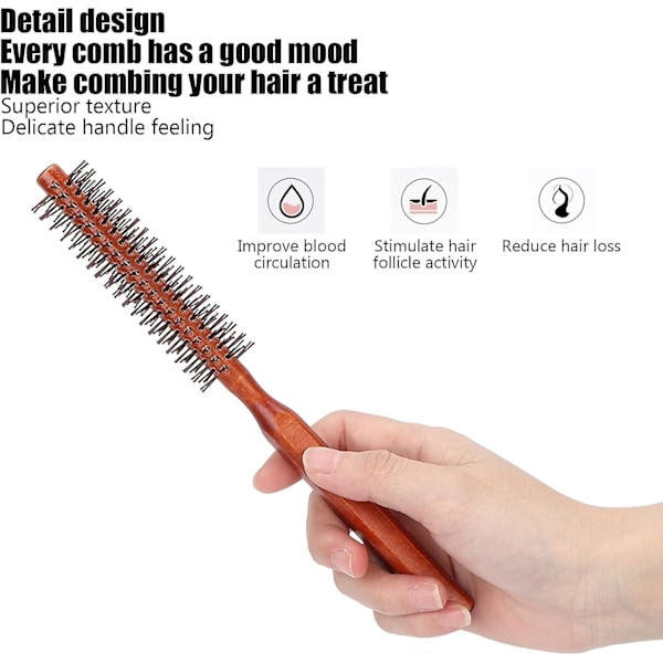 Rund Styling Hårborste, Liten Hårborste Rulle Locktång Hårborste för Fönande Hår, Rulle Locktång Kam Styling Volym Hårborste 2pcs