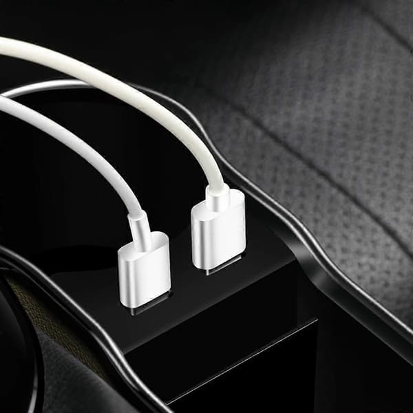 Bilsete Organizer Oppbevaringsboks Forsete Konsoll Side med Dobbel USB-Lading red