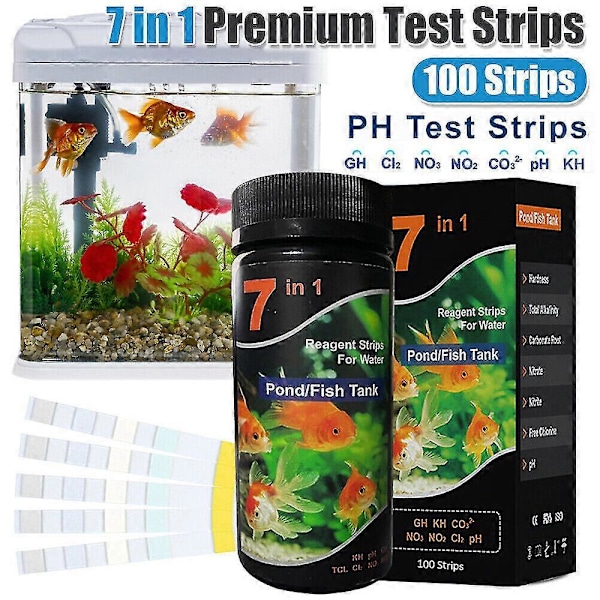 100 Pack 7 In 1 Ph Test Fish Tank Water Tropical Aquarium Pond Water Test Strips