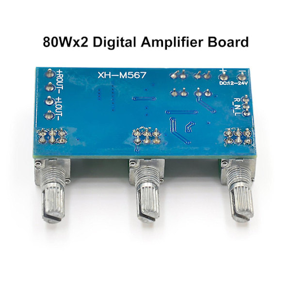 XH-M567 DC 12-24V 80Wx2 Digital Audio TPA3116D2 Diskant Basreglerande Förinställd Dubbelkanalig Förstärkare