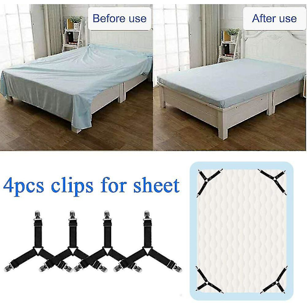 3-hodet sengedeksel fast klipsholder madrass antislip klips fast spenne sengedeksel fast klips anti-løpende elastisk belte sengeklips