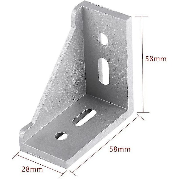 5 st Aluminiumlegering Höger Vinkel L-formad Hörnfäste 58x58mm*28mm