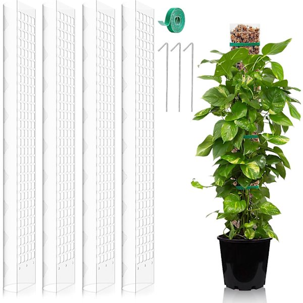 Monstera spaljé 24 tum mossa stång växter mossa poler set spaljé inomhus växt mossa pol gjord av plast expanderbar DIY mossa stång för Monstera ZD B2 4 pcs