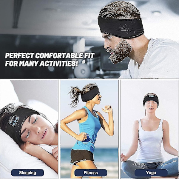 Grå/svart trådlöst Bluetooth-pannband för sovande ögonmask hörlurar headset musik sport ZD B2 R black