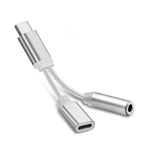 Usb-c-tyyppi C - 3,5 mm:n Aux-liitäntä latausääniadapteri 2-in-1-jakosovitin -GSL gold