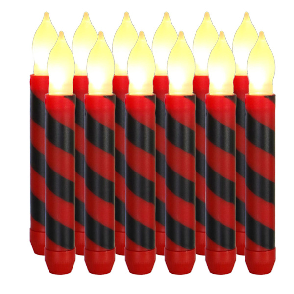 12 Pak Julelys Tapers Flammeløse Lys Blinkende Batteridrevne Julelys black