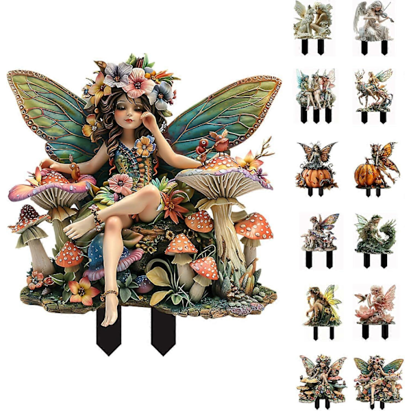Boheemi Fairy-kukkaistutuskoriste, 2D Fairy Garden -istutuslisävarusteet, Fairy Garden -hahmot ruukkukasveille ja puutarhan pihapiirin nurmikon koristeluun k10