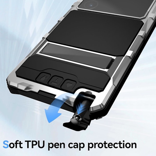 Aluminiumpansarfodral för Samsung Galaxy S24 Ultra, Militärt Slitstarkt Helkroppsrobust Fodral med Skärmskydd & Kamerasobjektivskydd silver