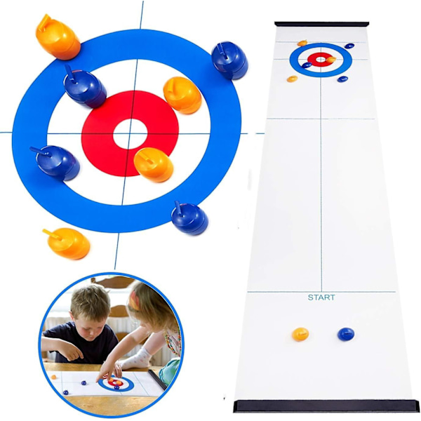 Bord Curlingspel Familjeskoj Familjespel Shuffleboard Puckar Curling Battle Spel Med 8/16 Rullar För Barn Vuxna Festspel with 1 pair pressure strips b with 8 rolllers