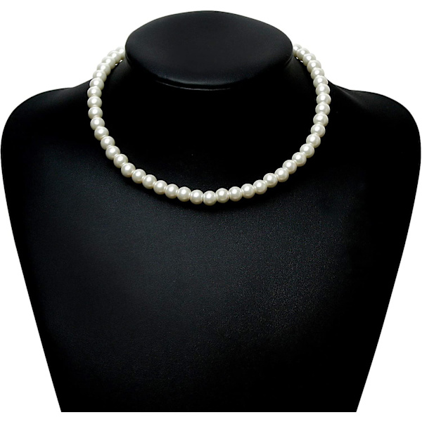 Rund imitert perle choker halskjede bryllup perle halskjede for Yetsye bruder hvitt