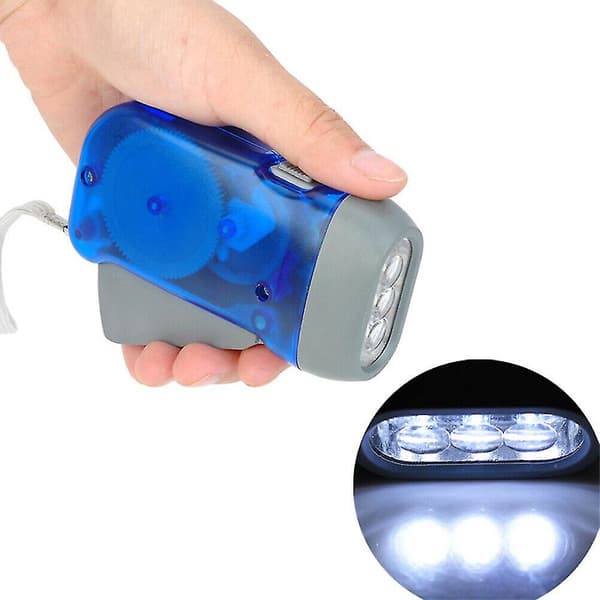 Käsikäyttöinen LED-kampikäyttöinen dynamo-taskulamppu blue
