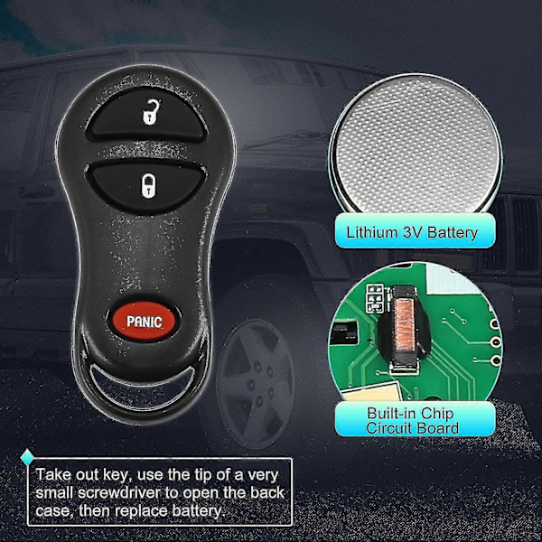2 stk. 315mhz Gq43vt9t Udskiftningsnøglefri Adgang Fjernbetjening Bilnøgle Fob Til Jeep Cherokee 1999-2001 Til Jeep Grand Cherokee 1999-2004 3 Knapper