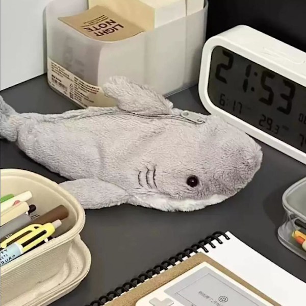 Liten Blyantpose Plussj Fuzzy Bever Søt Etui Boksholder Dyr Organizer Bag shark pencil case