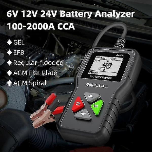 Bm550 Bilbatteritester 6v 12v 24v 100-2000 2ah-220ah Batterisystem Deteksjon Auto Batterianalysator-a