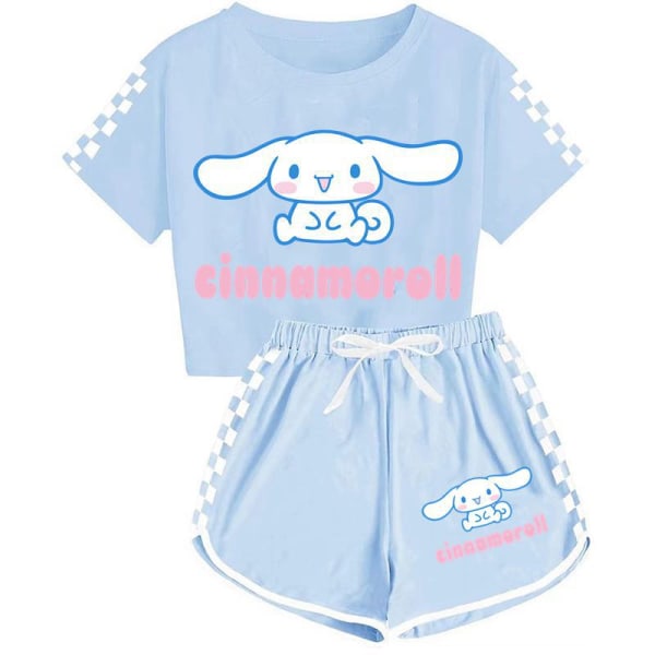 Sanrio Jade Hunde T-shirt + shorts sportspyjamas til drenge og piger børnesæt sky blue 150cm
