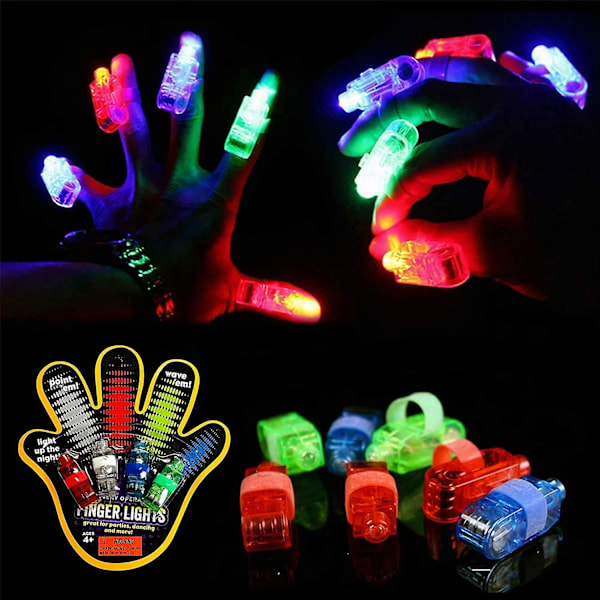 LED Fingerlampe, 20 stk Fingerlykter, LED Fargerike Fingerlys, LED Fingerlampe Gave, Lysringer