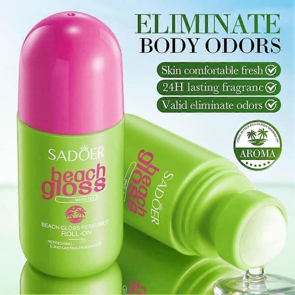 SADOER Beach Gloss Parfumeret Roll-On - 50ml, Hyaluronsyre, Frisk pink 50ml