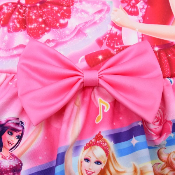 Film Barbie Kostym Barnklänning Rutigt print Flickklänning 100CM