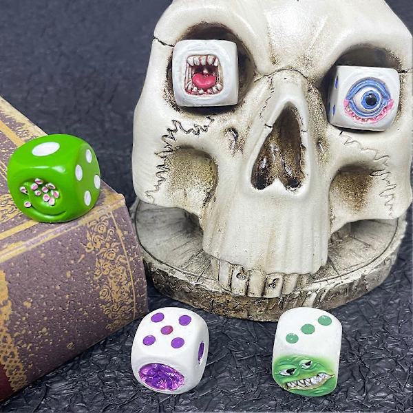 5 stk. Grimme Monster-Terninger Sjove Monster-Ansigt Terninger Pynt Genanvendelige Malede Miniature Terninger Sæt til Bordspil style 2