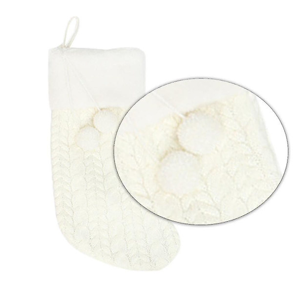 Luftig Pompomboll Julstrumpa, Julgransdekoration Festivalfest Ornament white