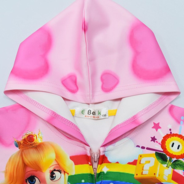 Super Mario Princess Peach Color hoodiejacka för barn 130CM