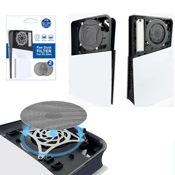 Konsol Støvbeskyttelsesnet til PS5, Fan Støvfilter Anti-Dyrehår Barriere til PS5 Slim Konsol Indvendig Kompatibel med Disc/Digital Edition 3 pairs