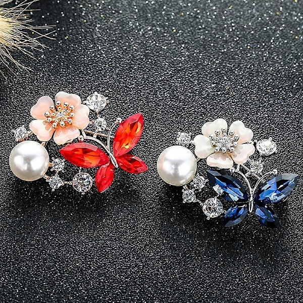 Högkvalitativ Bröstnål 5 Färger Vacker Brosch silver white   blue