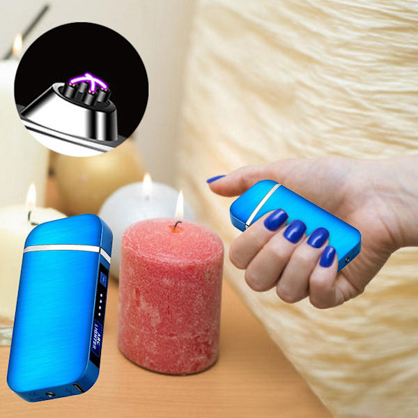 Gaveeske Sigaretter USB Lading Oppladbar Flammeløs Samlelighter blue