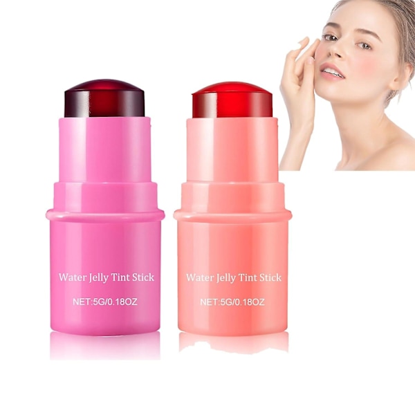 Mjölkkylande Vattengelé-Tint, Vattengelé-Tint Stick, Mjölkgelé-Tint Gelé Rouge Stick, Transparent Läpp- & Kindfärg Byggbar Vattenfärg Finish 2pcs b