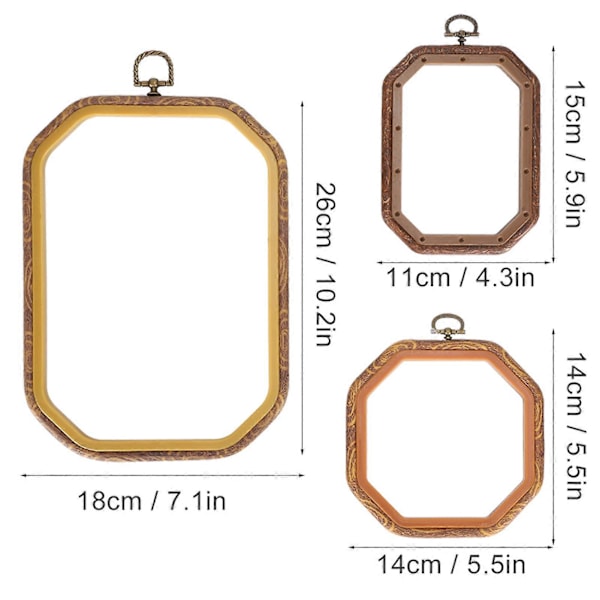 3 stk. Håndværk DIY Broderi Hoops Nålkunst Korssting Ringramme