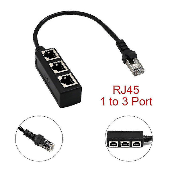 Ethernet RJ45 Splitter Kabeladapter 1 til 3 Port LAN Netværk Stikkontakt til Netværksudvidelse Dropshipping