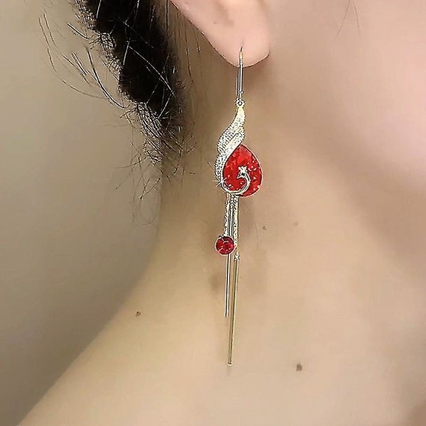 Vintage Peacock Crystal örhängen Brud Tofs örhängen smycken Red