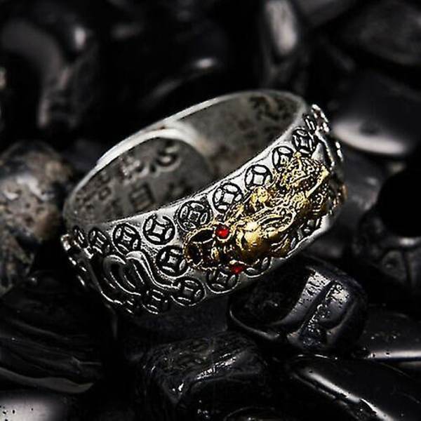 Feng Shui Pixiu Justerbar Ring Buddhistisk Mantra Locka Till Sig Lycka Öppen Ring ZD A a