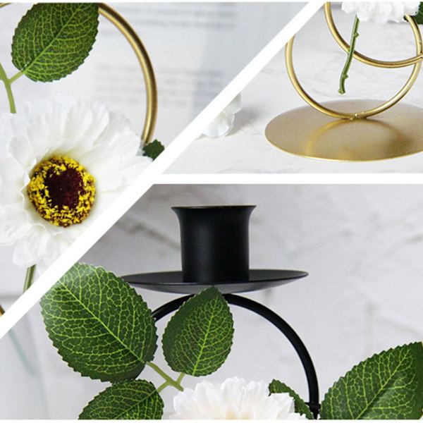 100% Ny, Ljusstake Doftande Presentljus Stativ Dekorationer Bord Mittstycke Med Konstgjorda Blommor Dekoration gold d1