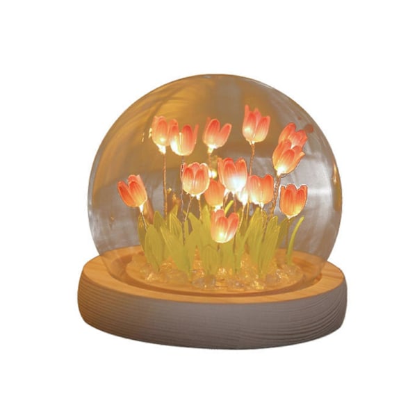 DIY Nattlampe Soverom Atmosfære Lys Tulip Nattlampe Håndlaget Lys, Tulip nattlys, Batteri ikke inkludert pink
