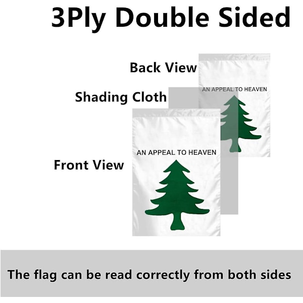 An Appeal to Heaven Flagg Utendørs 12x18 tommer, Dobbeltsidig Appeal To Heaven Hageflagg, Liberty Tree Banner Hagedekor 3pcs