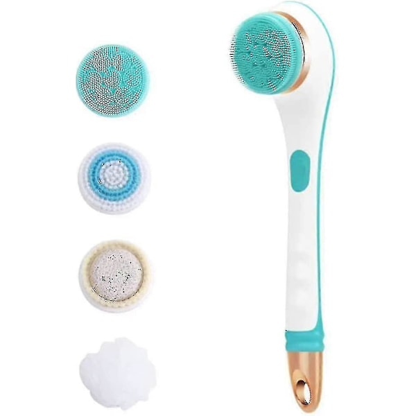 Elektrisk badborste, kroppsborst, duschmassage, exfolierande skrubber, mjuk silikon, USB-laddningsbar, 2 hastigheter, snurrande rengöringsborste, 1 st - blå -DGJR