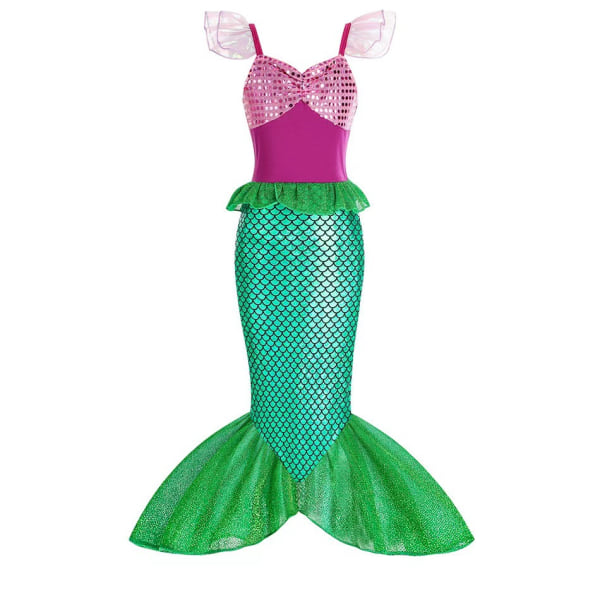 Piger Lille Havfrue Ariel Prinsesse kjole cosplay kostume børns havfrue kjole børnefest præstation Accessories 5-piece set 100cm