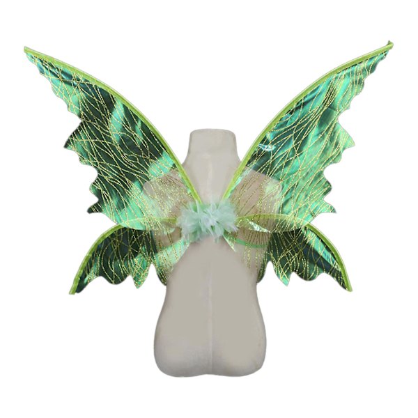 50% RABATT, Festtillbehör - Fjärilsvingar Jul Födelsedag Dekoration Justerbar Organza Färgglada DIY Glittrande Genomskinlig green