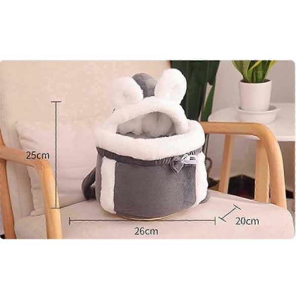 Varm Vinter Ryggsäck för Små Katter & Hundar, Plysch Resebur, Utomhus Hängande Bröstväska light grey m